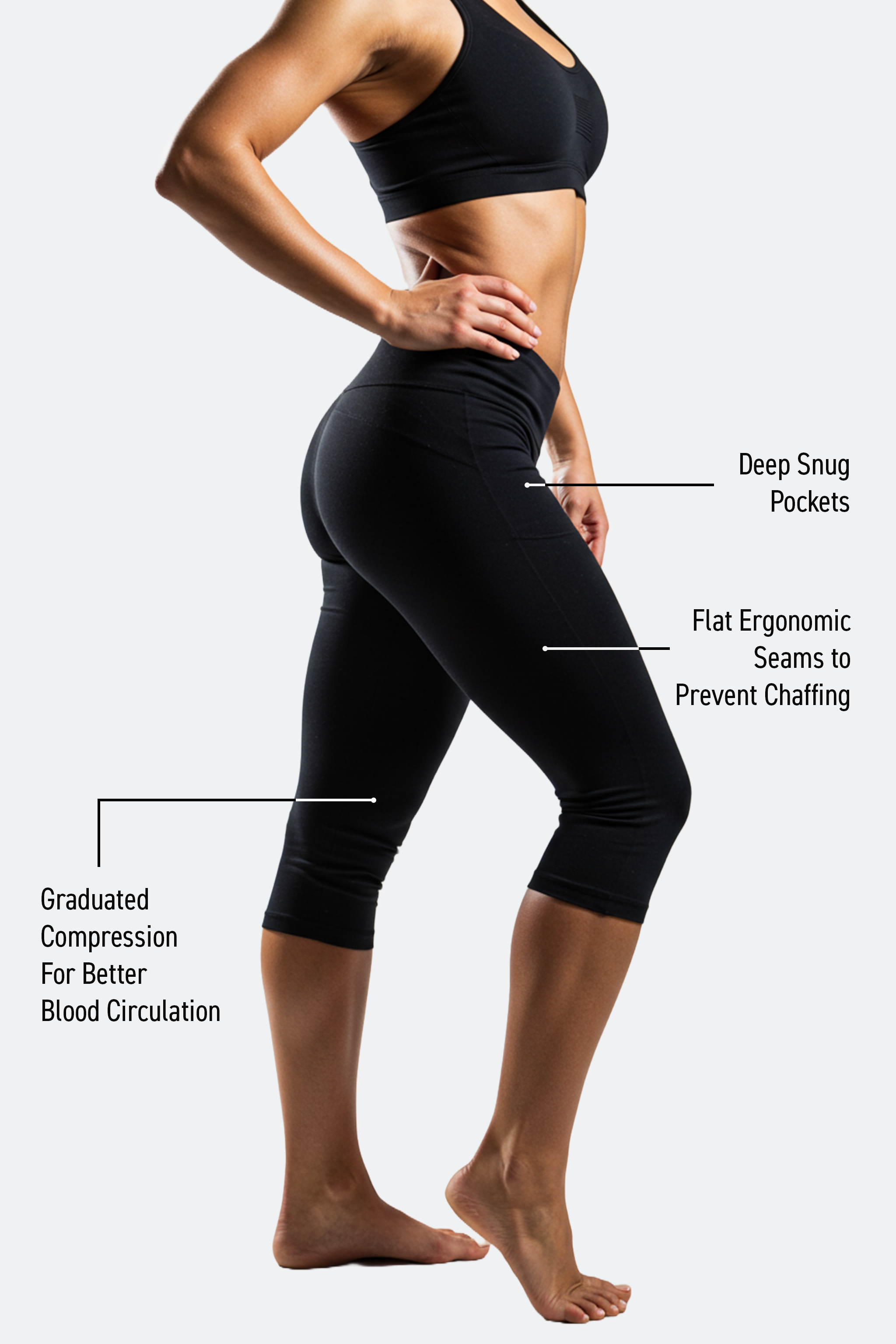 high waisted black capri leggings for women