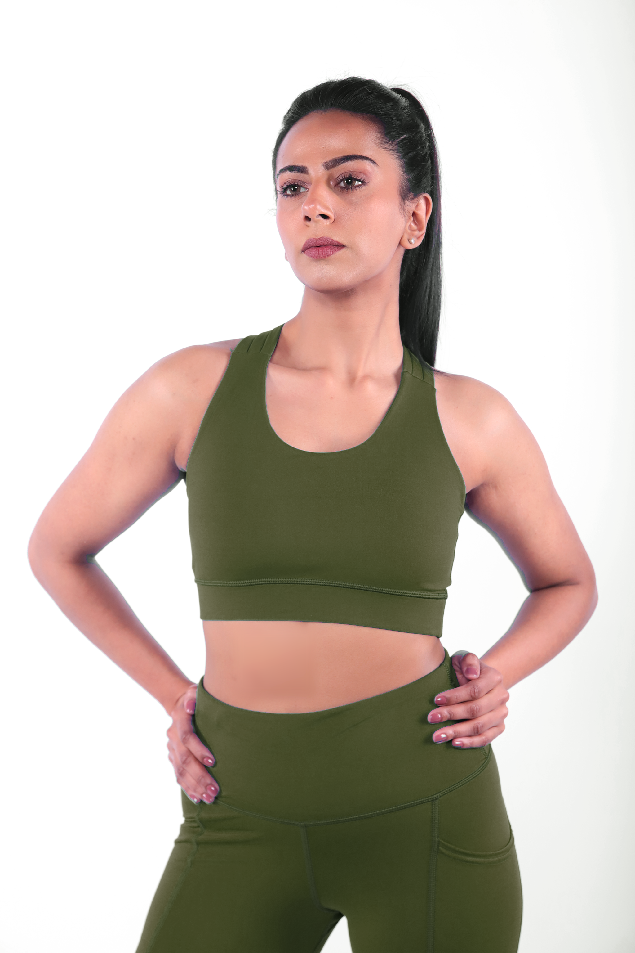 high support green sports bra for intensetraining