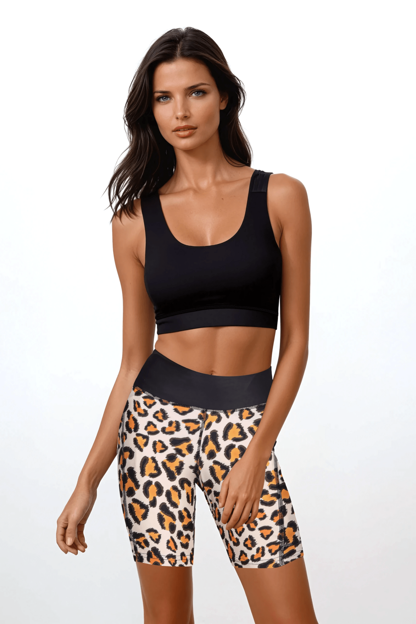 Leopard Compression Short + Bra Set - BODYBORN