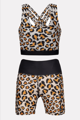 Leopard Compression Short + Bra Set - BODYBORN