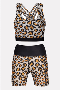 Leopard Compression Short + Bra Set - BODYBORN