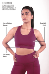Maroon Plum Power Sports Bra - BODYBORN