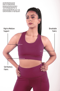 Maroon Plum Power Sports Bra - BODYBORN