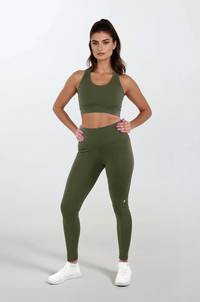 moisture-wicking olive workout leggings for gym sessions