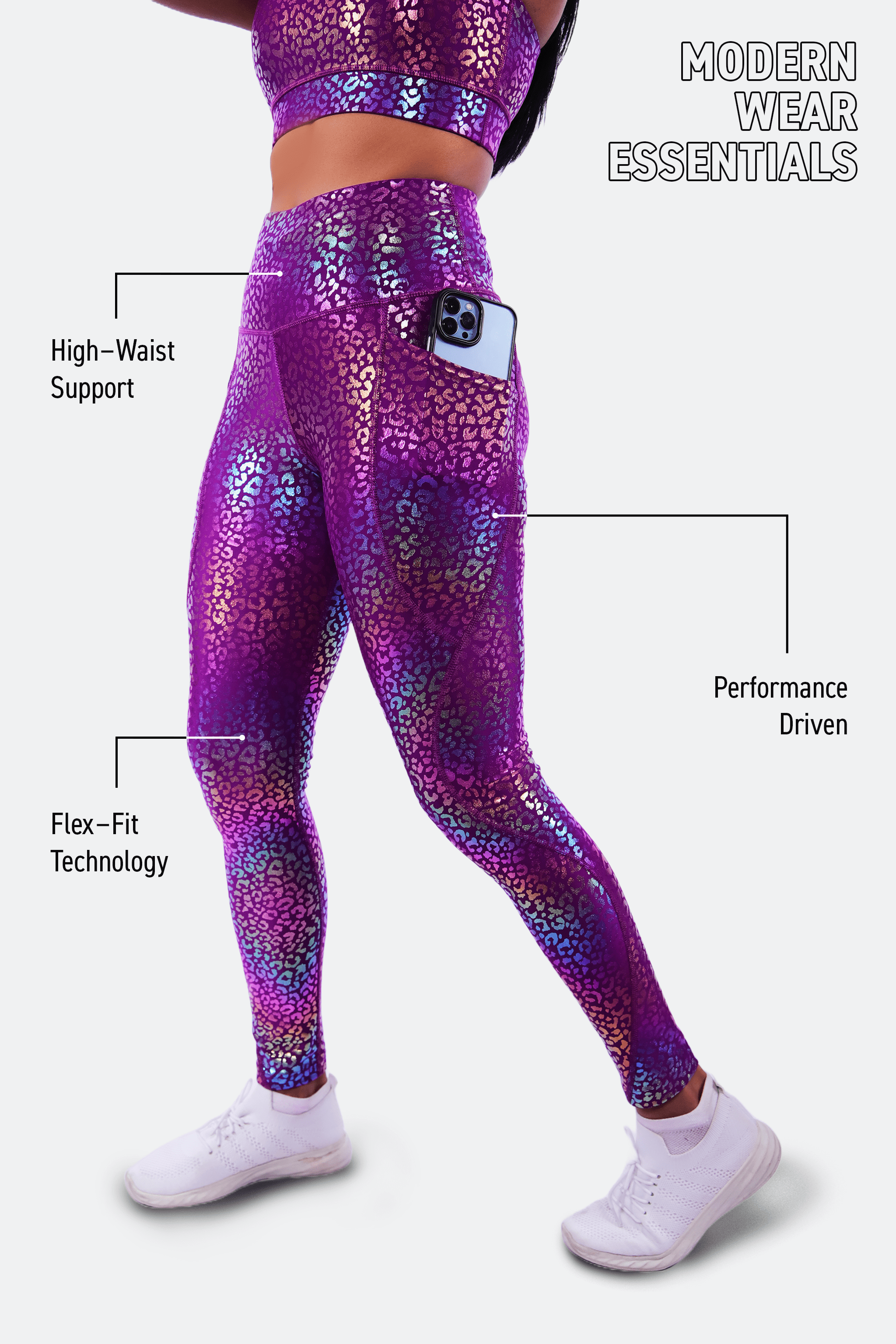 moisture wicking purple gym set for high impact workouts