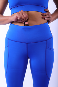 seamless high waisted blue set for yoga and training