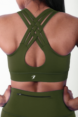 stylish green sports bra for active women